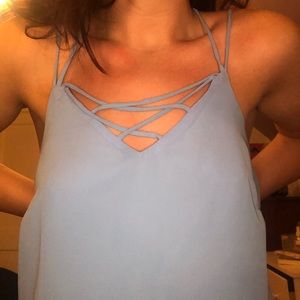 Strappy baby blue tank top💦